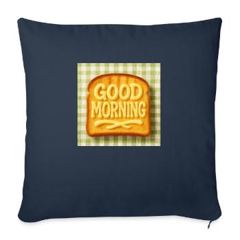 Bonjour toast au beurre - Housse de coussin décorative 45 x 45 cm - bleu marine - Devant