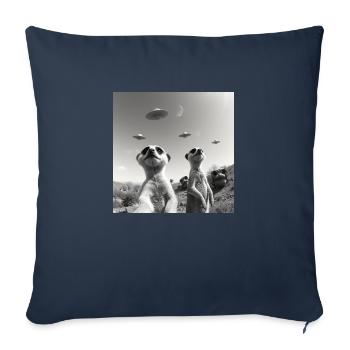 Suricate posant pour un selfie avec des OVNI drôles - Housse de coussin décorative 45 x 45 cm - bleu marine - Devant
