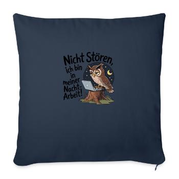 Owl on night shift – coffee first! - Sofa pillowcase 17,3'' x 17,3'' (45 x 45 cm) - navy - Front