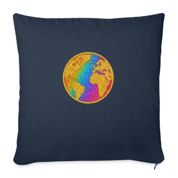 Glitzer Erde Welt-Glitzer Gold Pailletten - Sofakissenbezug 45 x 45 cm - Navy - Vorne