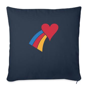 Coeur Arc-en-Ciel - Housse de coussin décorative 45 x 45 cm - bleu marine - Devant