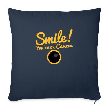 smile! you're on camera with a camera lens - Sofa pillowcase 17,3'' x 17,3'' (45 x 45 cm) - navy - Front