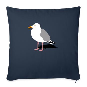 mouette port mer - Housse de coussin décorative 45 x 45 cm - bleu marine - Devant