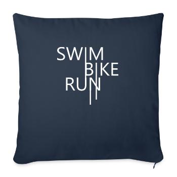 Triathlon Natation Bike Run - Housse de coussin décorative 45 x 45 cm - bleu marine - Devant