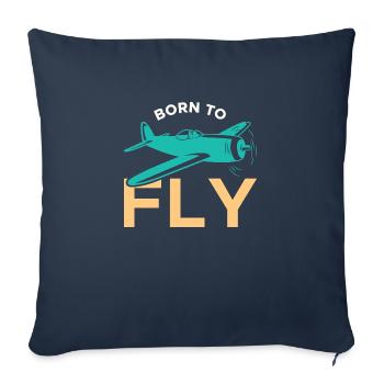 Né pour pilote d’aviation - Housse de coussin décorative 45 x 45 cm - bleu marine - Devant