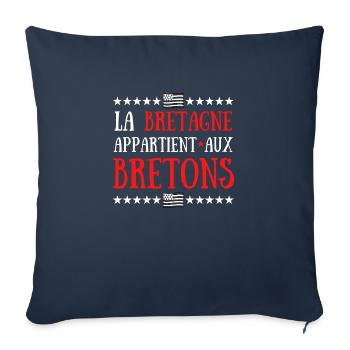La Bretagne appartient aux Bretons - Housse de coussin décorative 45 x 45 cm - bleu marine - Devant