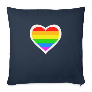 LGBT Queer Rainbow Heart - Housse de coussin décorative 45 x 45 cm - bleu marine - Devant