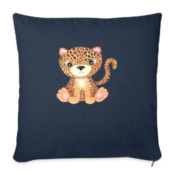 Cute Leopard Baby Africa Savannah Safari Leopard - Sofa pillowcase 17,3'' x 17,3'' (45 x 45 cm) - navy - Front
