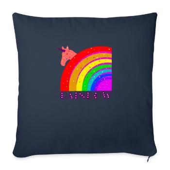 Arc-en-ciel avec licorne - Housse de coussin décorative 45 x 45 cm - bleu marine - Devant