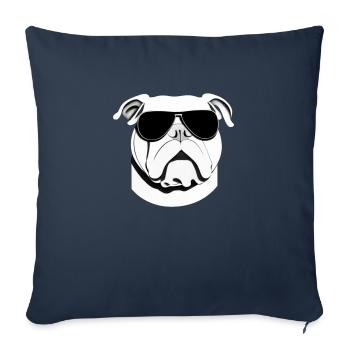 Chiens bouledogues avec lunettes de soleil motif cool - Housse de coussin décorative 45 x 45 cm - bleu marine - Devant