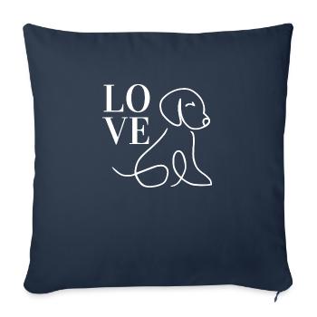 Chien d’amour - Housse de coussin décorative 45 x 45 cm - bleu marine - Devant