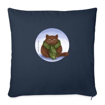 Katze Winter - Sofakissenbezug 45 x 45 cm - Navy - Vorne