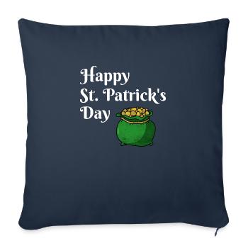 Bonne Saint-Patrick Richesse Argent Cadeau - Housse de coussin décorative 45 x 45 cm - bleu marine - Devant
