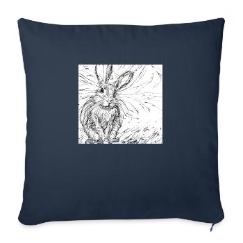 Drawn hare - Sofa pillowcase 17,3'' x 17,3'' (45 x 45 cm) - navy - Front