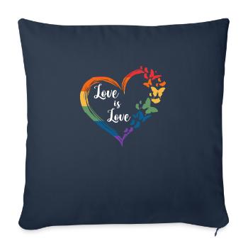 Butterfly Heart Rainbow Love Is Love LGBT Gay Prid - Sofa pillowcase 17,3'' x 17,3'' (45 x 45 cm) - navy - Front