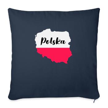 Pologne Polska - Housse de coussin décorative 45 x 45 cm - bleu marine - Devant