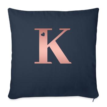 lettre K rose gold - Housse de coussin décorative 45 x 45 cm - bleu marine - Devant