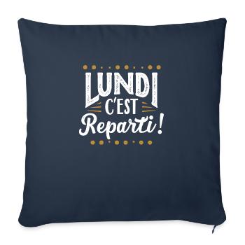 Lundi c'est reparti ! - Housse de coussin décorative 45 x 45 cm - bleu marine - Devant