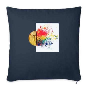 Krypto Gehirn 1 Bitcoin BTC ETH - Sofakissenbezug 45 x 45 cm - Navy - Vorne