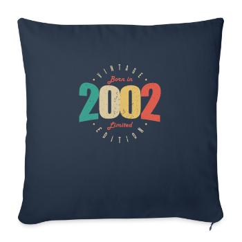 2002 Vintage Anniversaire Rétro Cadeau 2002 - Housse de coussin décorative 45 x 45 cm - bleu marine - Devant
