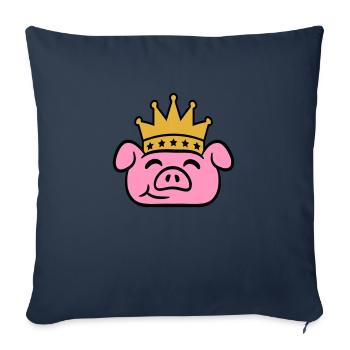 Cochon Roi Tête Reine Prince héritier Princesse - Housse de coussin décorative 45 x 45 cm - bleu marine - Devant