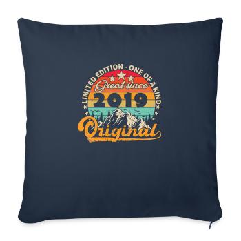 Millésime Né(e) 2019 Cadeau Anniversaire. - Housse de coussin décorative 45 x 45 cm - bleu marine - Devant
