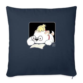 Chien Coréen - Style Japonais 07 - Housse de coussin décorative 45 x 45 cm - bleu marine - Devant