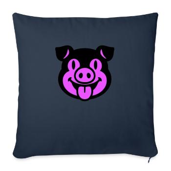 Tête de porcelet - Housse de coussin décorative 45 x 45 cm - bleu marine - Devant