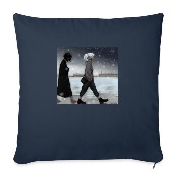 Deux filles - Housse de coussin décorative 45 x 45 cm - bleu marine - Devant