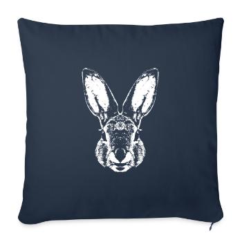 Hase / Kaninchen / Lapin - Housse de coussin décorative 45 x 45 cm - bleu marine - Devant