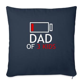 papa de 3 enfants - Housse de coussin décorative 45 x 45 cm - bleu marine - Devant