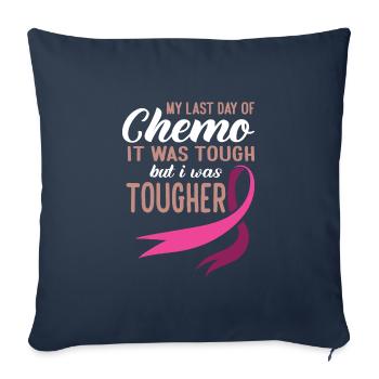 Mon dernier jour de chimio C’était dur mais j’étais - Housse de coussin décorative 45 x 45 cm - bleu marine - Devant