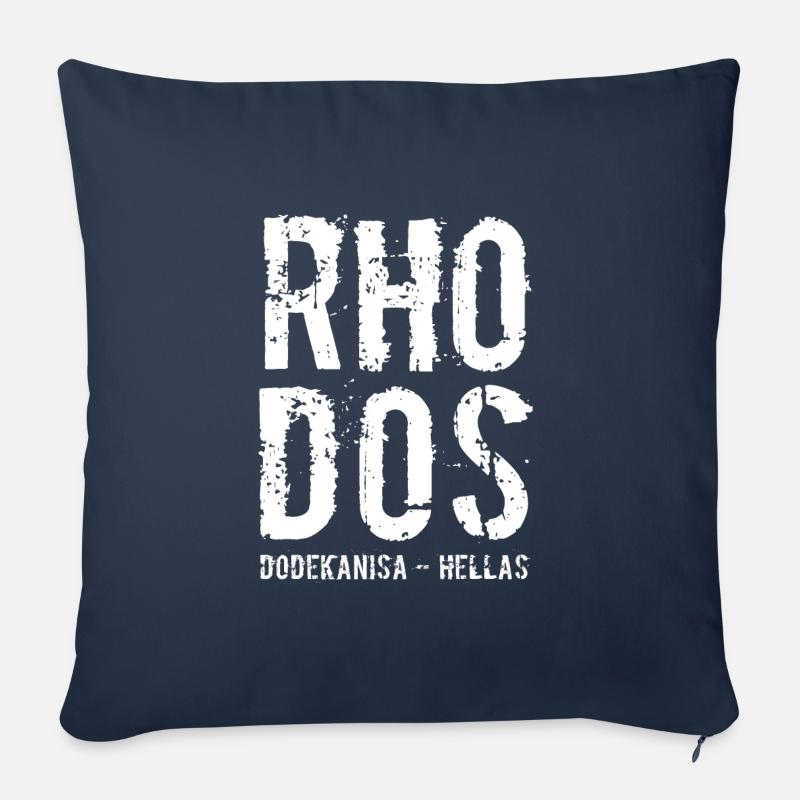 Île de Rhodes, Grèce, Mer Méditerranée, Mer Égée - Housse de coussin décorative 45 x 45 cm - bleu marine