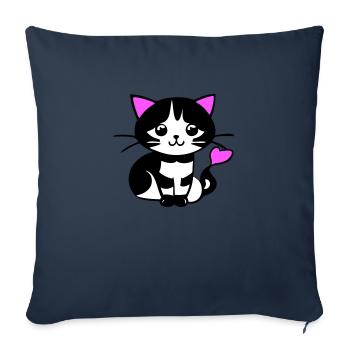 Chat mignon dans la bande dessinée - Housse de coussin décorative 45 x 45 cm - bleu marine - Devant