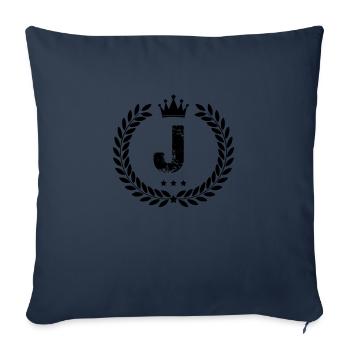 Armoiries J - Housse de coussin décorative 45 x 45 cm - bleu marine - Devant