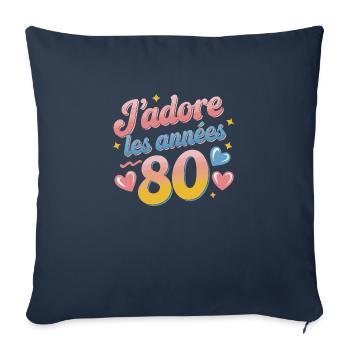 J'adore les années 80 - Housse de coussin décorative 45 x 45 cm - bleu marine - Devant