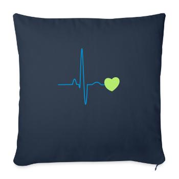 Herzschlag mit Herz 2c - Housse de coussin décorative 45 x 45 cm - bleu marine - Devant