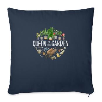 Reine du jardin - Housse de coussin décorative 45 x 45 cm - bleu marine - Devant