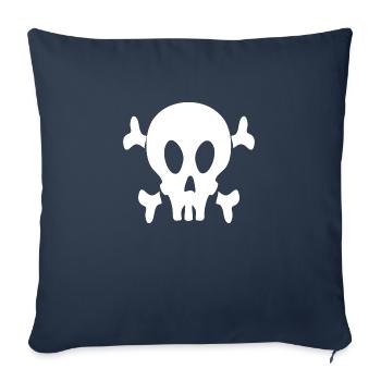 Crâne Chemise Tournesol Bandana Floral Squelette - Housse de coussin décorative 45 x 45 cm - bleu marine - Devant
