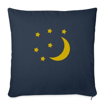 Lune et étoiles - Housse de coussin décorative 45 x 45 cm - bleu marine - Devant