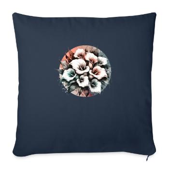 Lys Calla dessinés - Housse de coussin décorative 45 x 45 cm - bleu marine - Devant