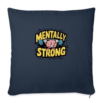mentalement fort - bien etre - Housse de coussin décorative 45 x 45 cm - bleu marine - Devant