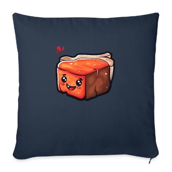 Bacon kawaii sucré au visage souriant - Housse de coussin décorative 45 x 45 cm - bleu marine - Devant