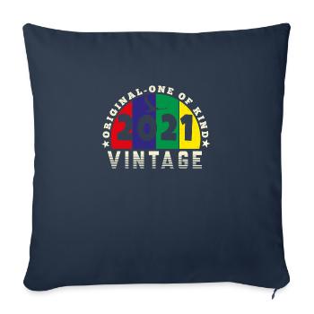Vintage 2021 Retro - Bursdag - Housse de coussin décorative 45 x 45 cm - bleu marine - Devant