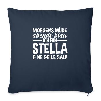 Prénom Stella - Housse de coussin décorative 45 x 45 cm - bleu marine - Devant