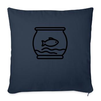 Poisson contour poisson icône poisson dessin simple poisson. - Housse de coussin décorative 45 x 45 cm - bleu marine - Devant