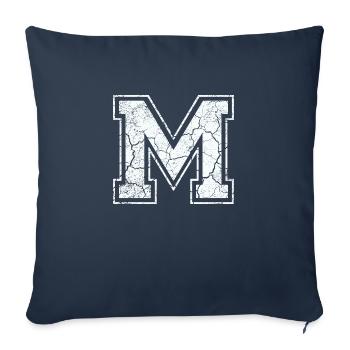 Un caractère m dans blanc in Used Look - Housse de coussin décorative 45 x 45 cm - bleu marine - Devant
