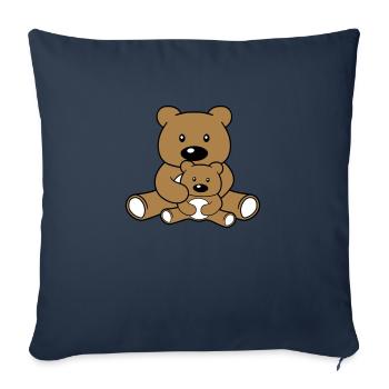 maman papa bébé garçon amour 2 amis couple équipe si - Housse de coussin décorative 45 x 45 cm - bleu marine - Devant