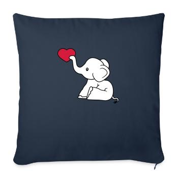 herz liebe schenken verliebt elefant sitzend suess - Sofakissenbezug 45 x 45 cm - Navy - Vorne