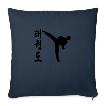 taekwondo high kick coup de pied combat - Housse de coussin décorative 45 x 45 cm - bleu marine - Devant